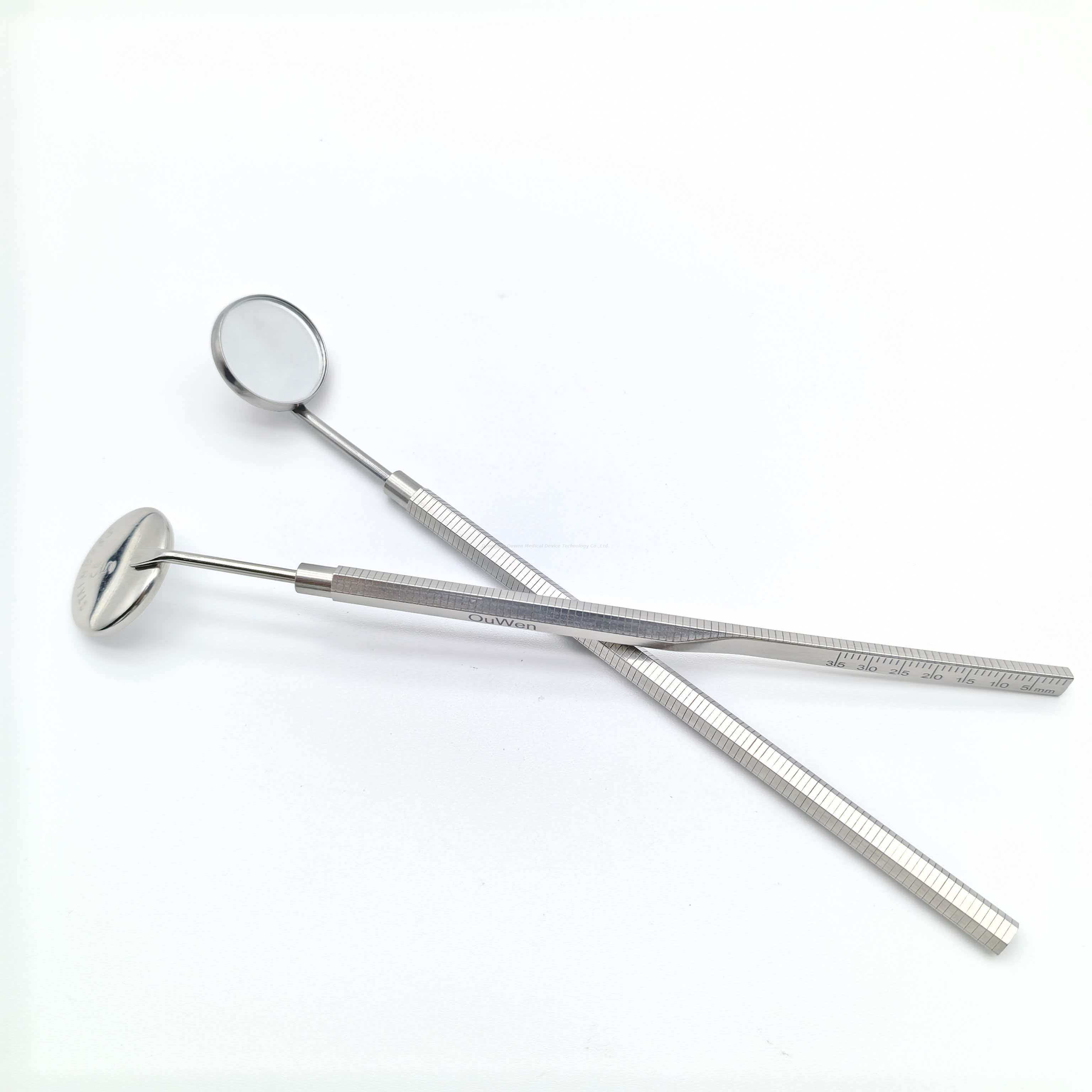 Miroir buccal d'examen dentaire en acier inoxydable, prix d'usine personnalisable OEM ODM