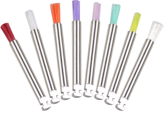 Brosse micro-prophy flexible avec poignée métallique pour la beauté des ongles